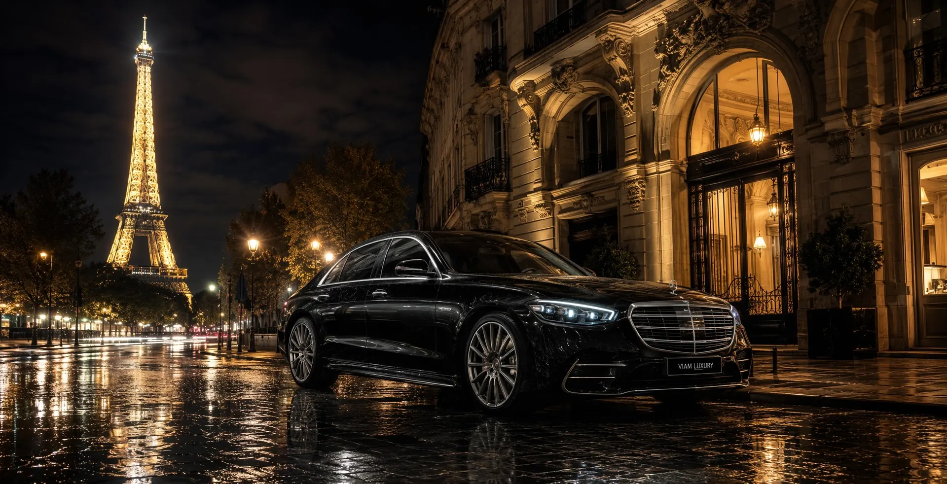 Mercedes CABREZZA devant la Tour Eiffel, de nuit